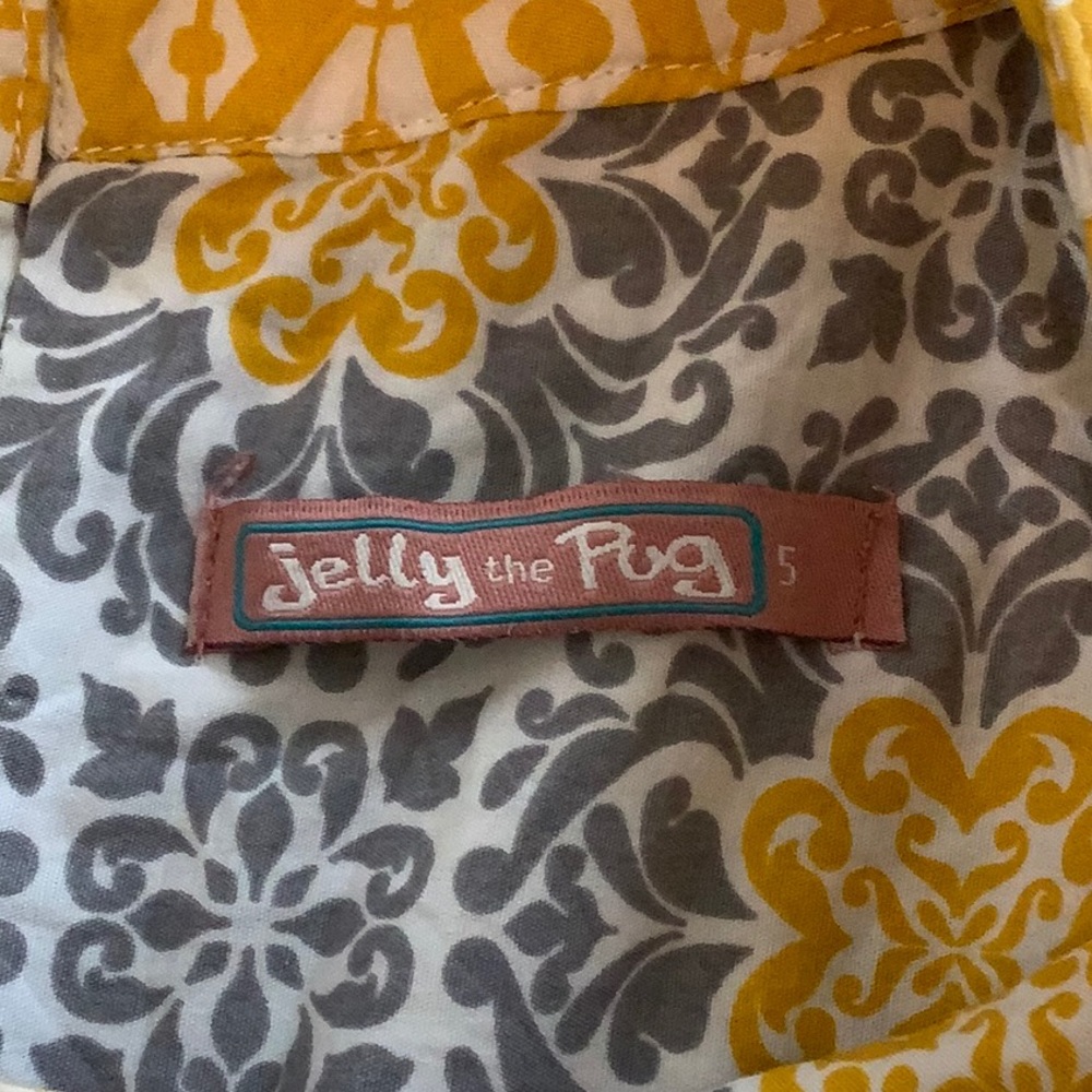Jelly the Pug like new yoke dress. Gray and Mustard yellow - Picture 3 of 3